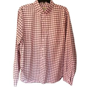 J. Crew Men's Button-Down Oxford Shirt Pink and Gray Slim Fit Large